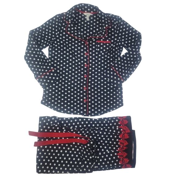 SOMA Coquette Pajama Set Christmas Holiday Red Bows Size M - Picture 1 of 10